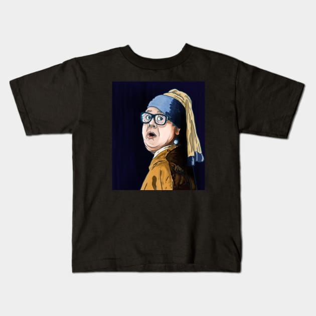 DeVito With A Pearl Earring Kids T-Shirt by Harley Warren